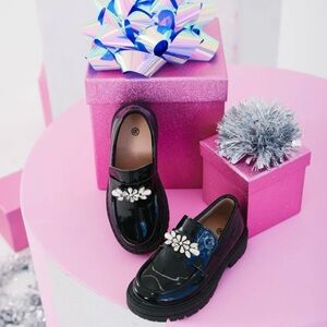 Lola + The Boys Black Dress Shoes with Silver Accents